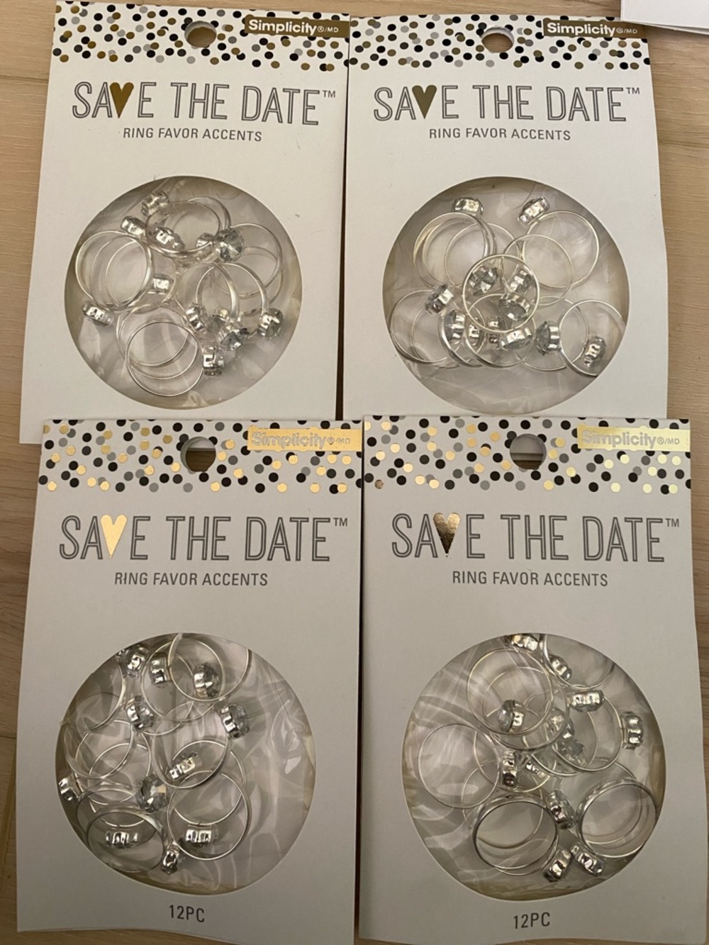 💍 ‘Rhinestone’ solitaire Ring Favor Accents - 96 count (more available)